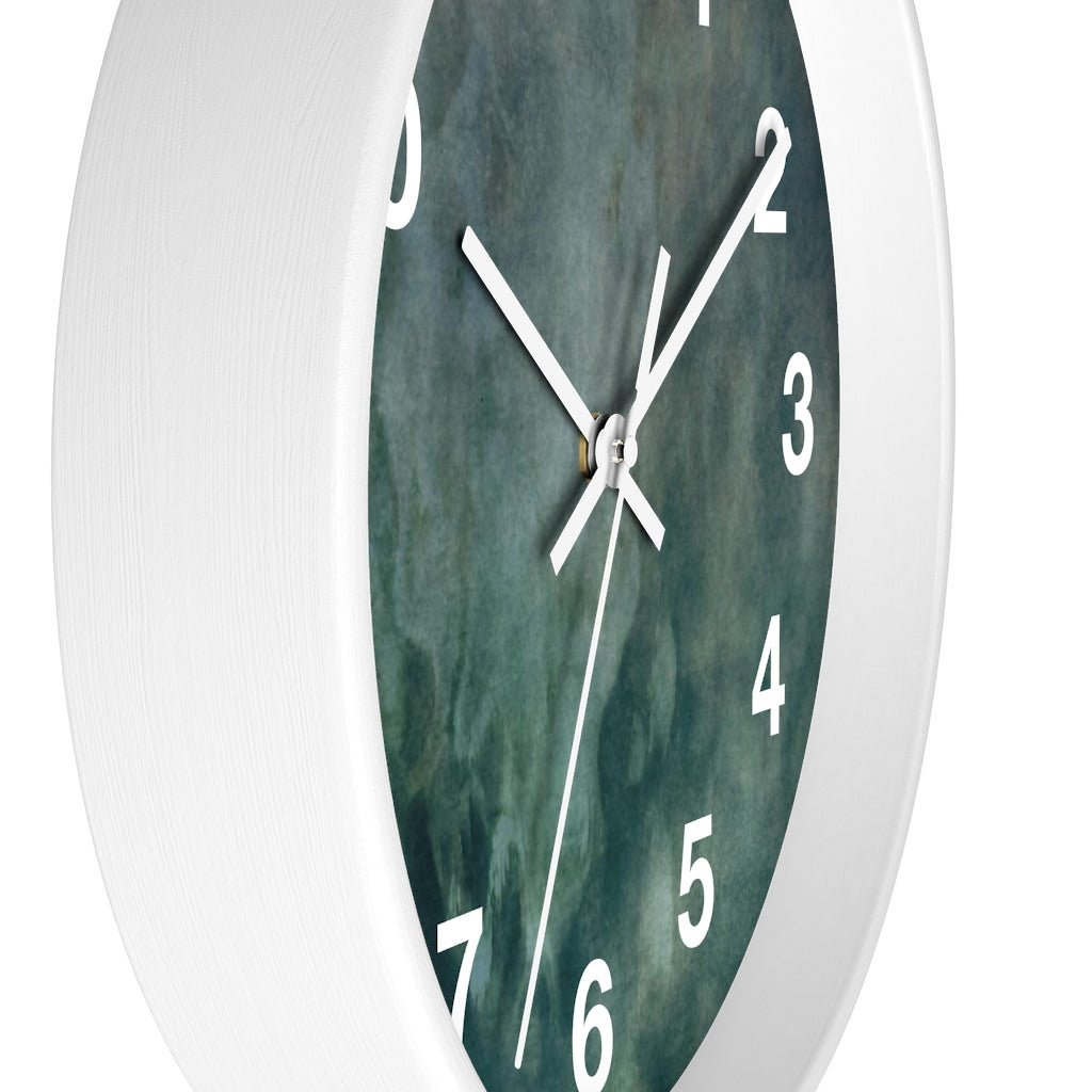 Abstract 10" Wood Wall Clock | Dark Green White - Wall Clock