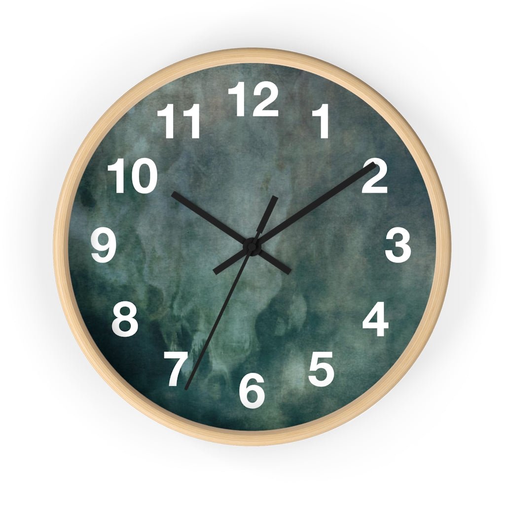 Abstract 10" Wood Wall Clock | Dark Green White - Wall Clock