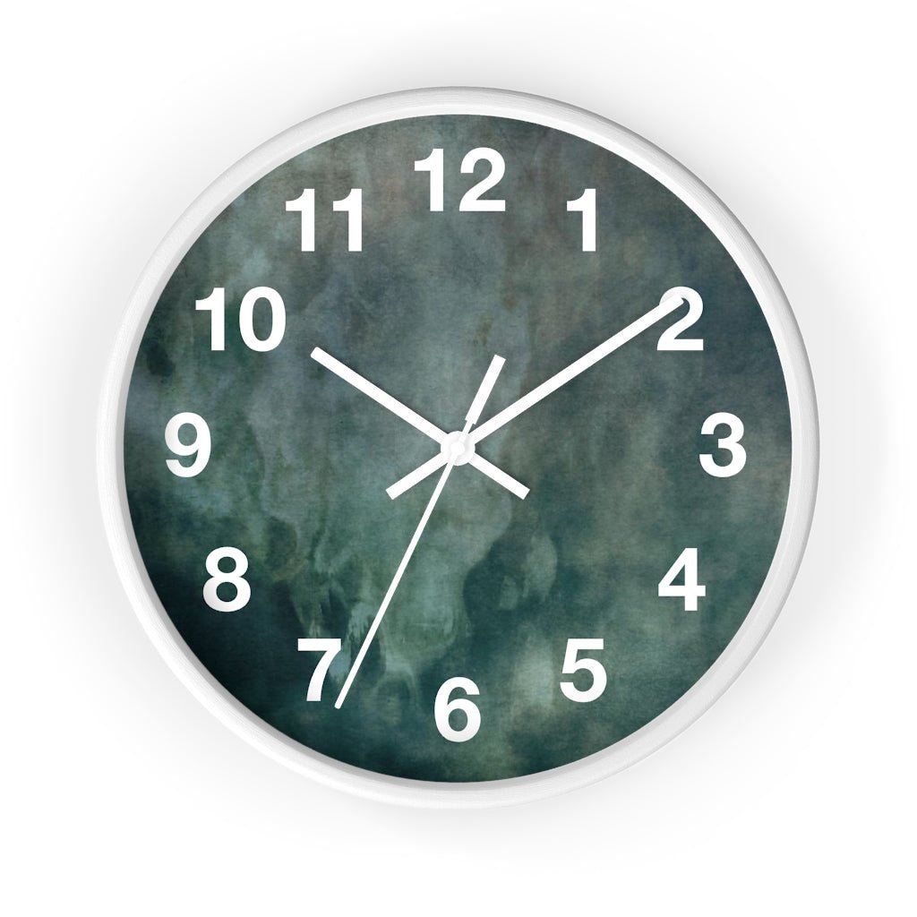 Abstract 10" Wood Wall Clock | Dark Green White - Wall Clock