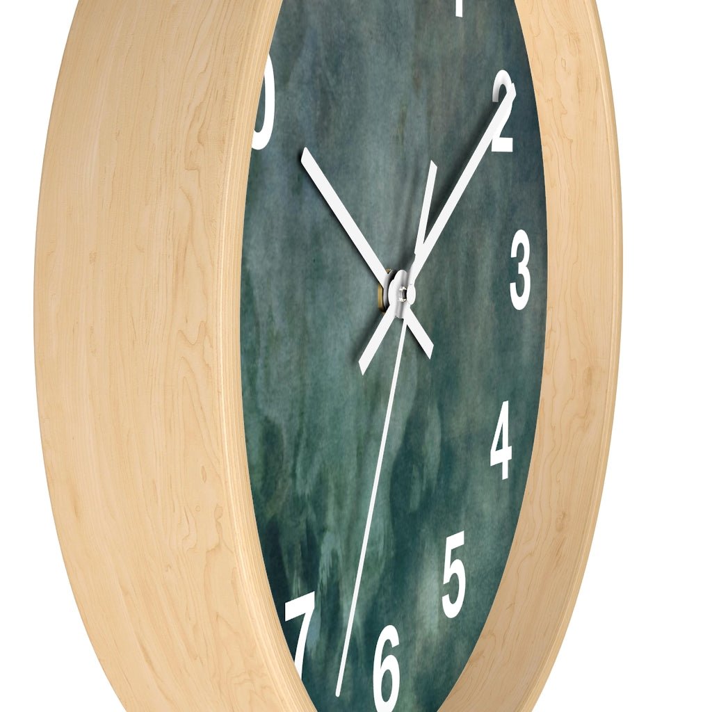 Abstract 10" Wood Wall Clock | Dark Green White - Wall Clock