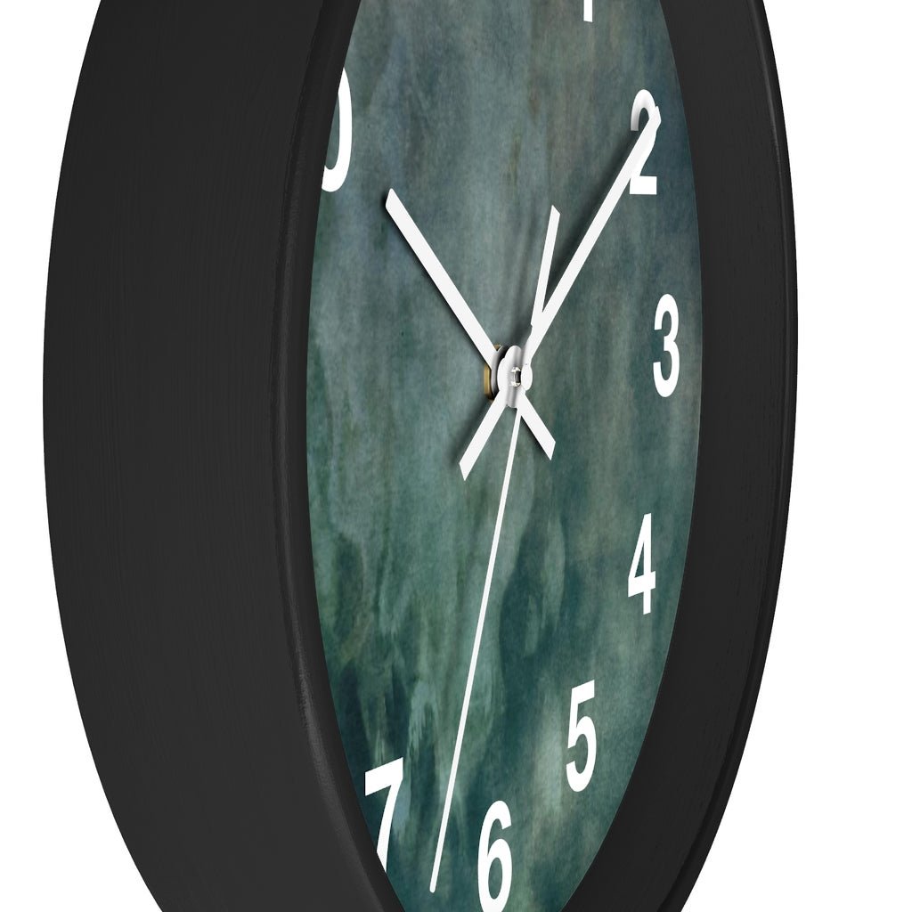 Abstract 10" Wood Wall Clock | Dark Green White - Wall Clock