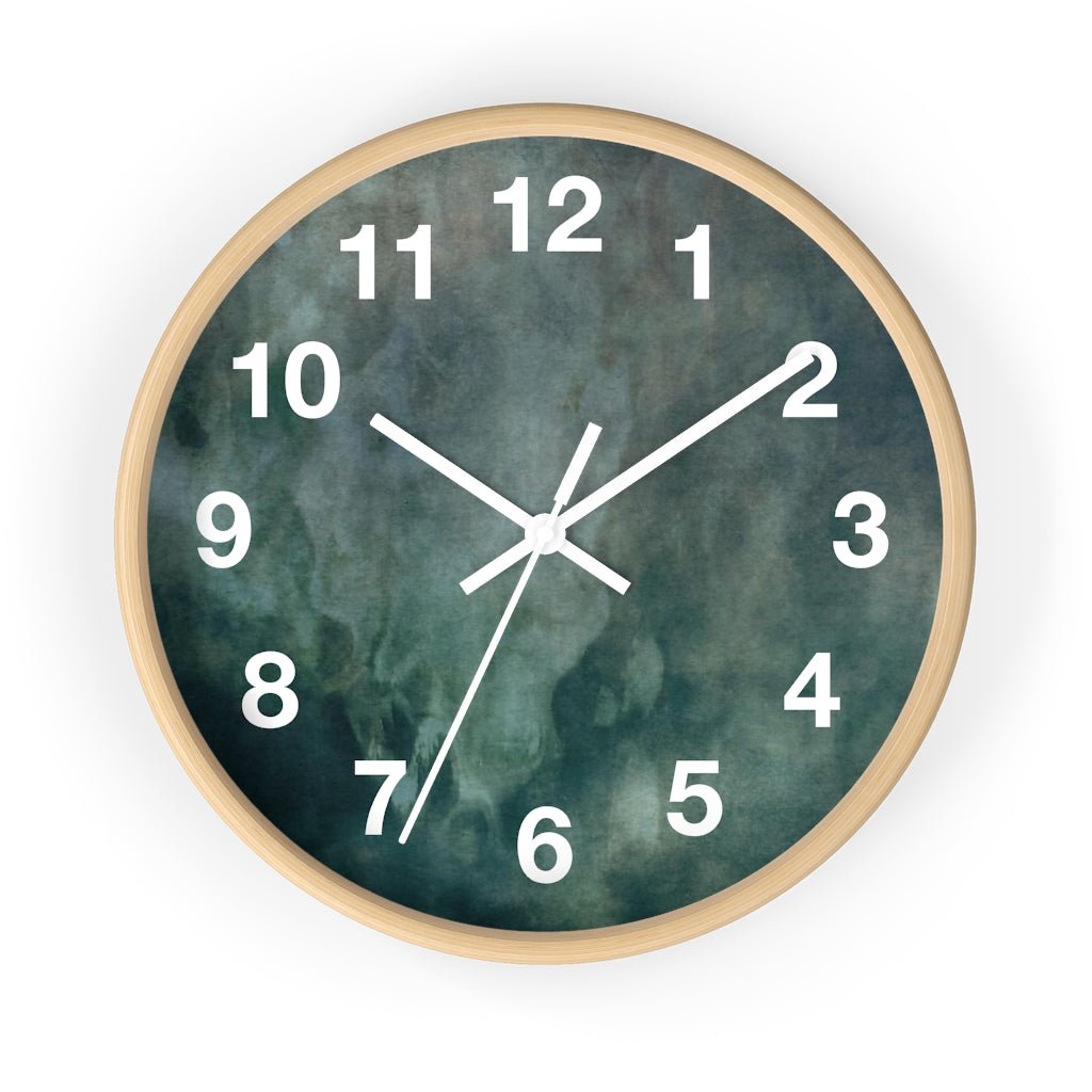 Abstract 10" Wood Wall Clock | Dark Green White - Wall Clock