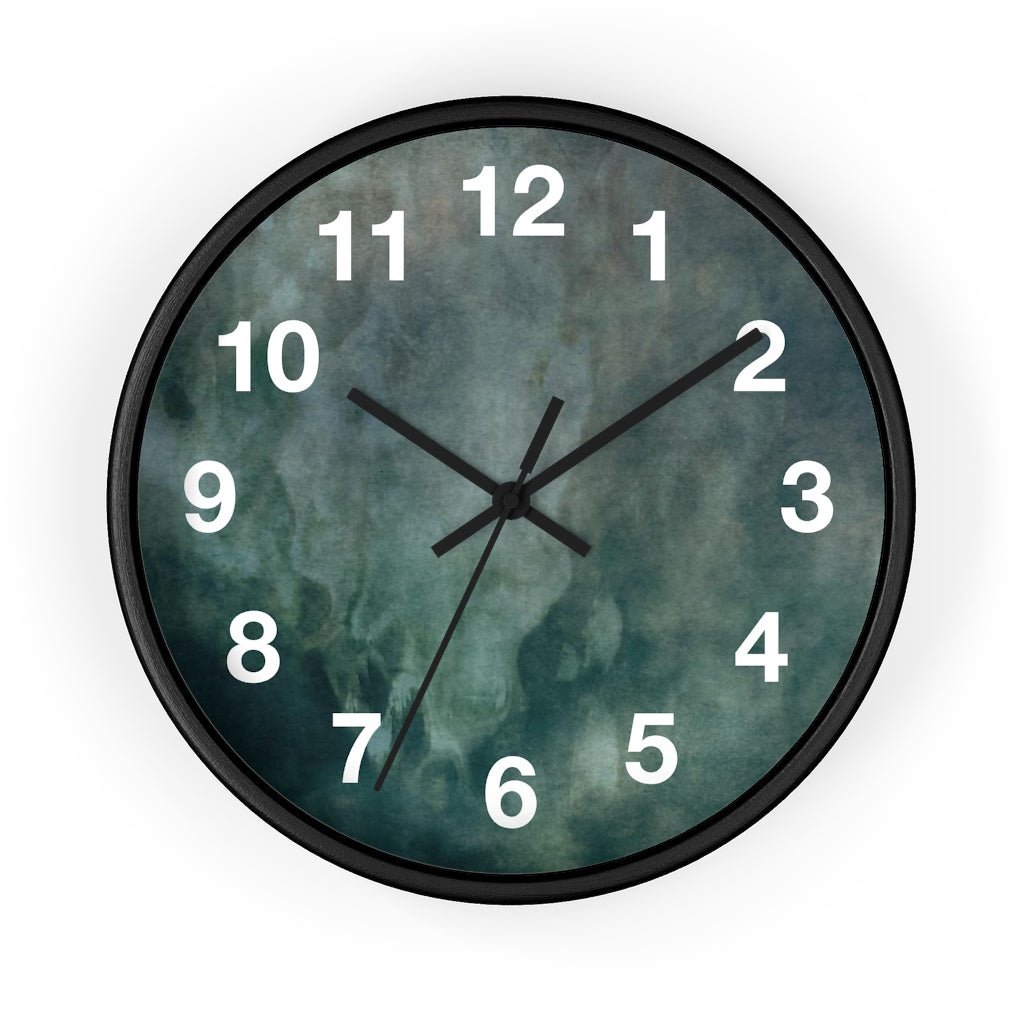 Abstract 10" Wood Wall Clock | Dark Green White - Wall Clock