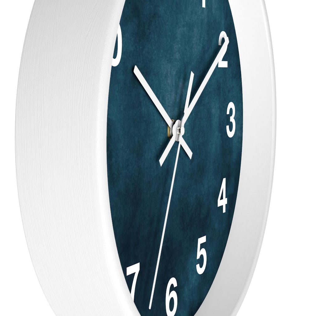 Abstract 10" Wood Wall Clock | Dark Teal Blue - Wall Clock