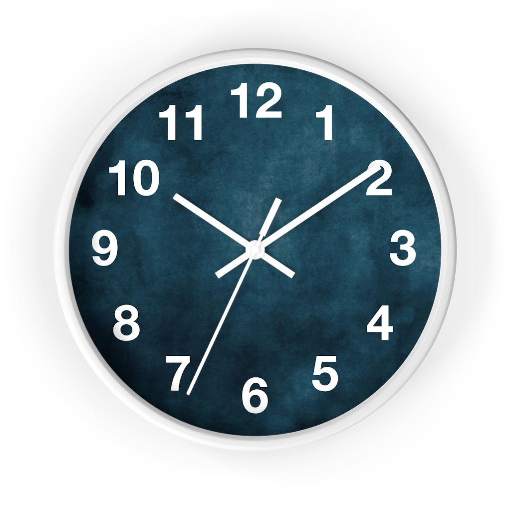 Abstract 10" Wood Wall Clock | Dark Teal Blue - Wall Clock