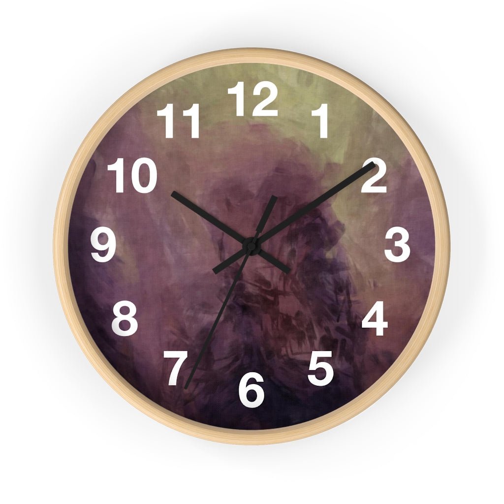 Abstract 10" Wood Wall Clock | Deep Purple Green - Wall Clock