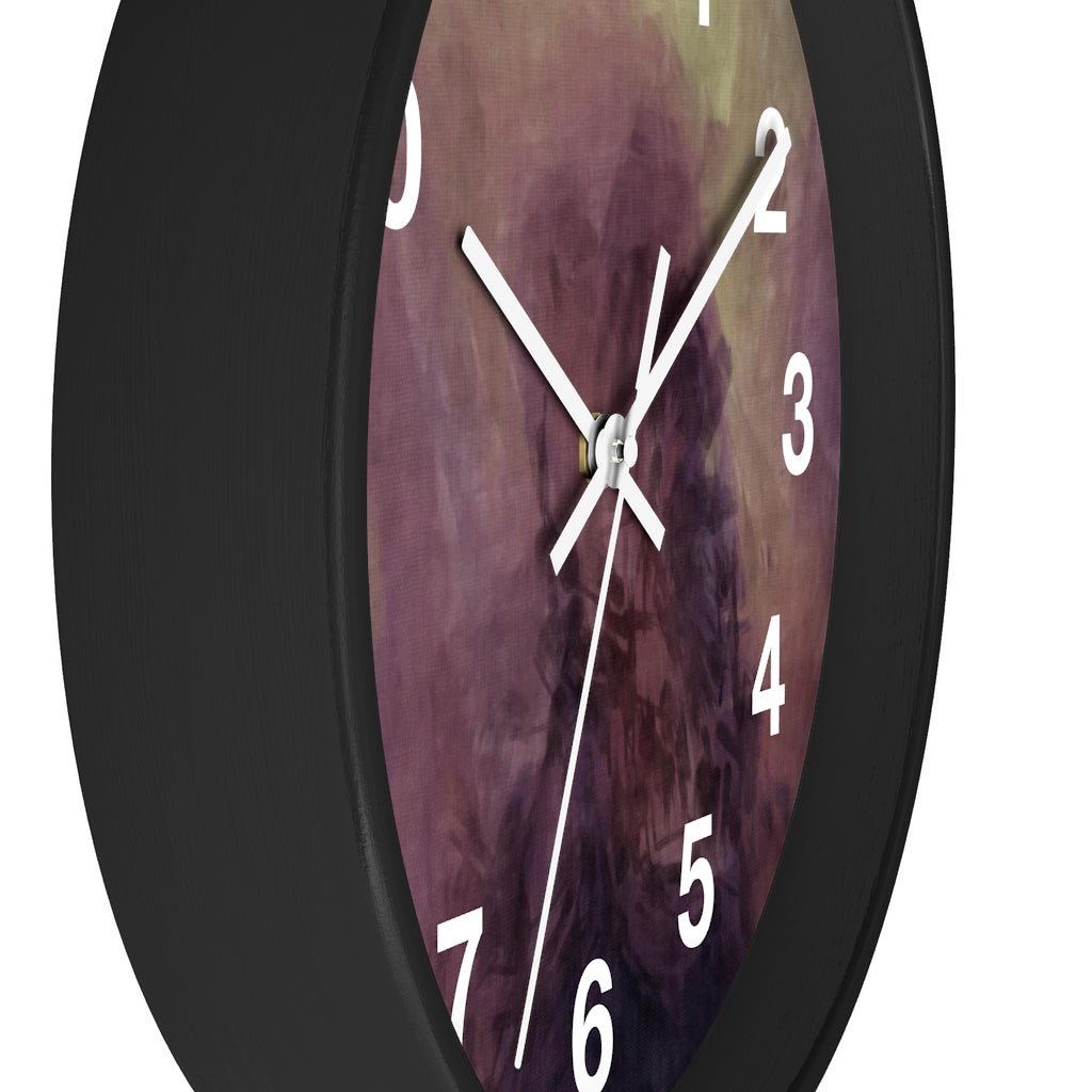 Abstract 10" Wood Wall Clock | Deep Purple Green - Wall Clock