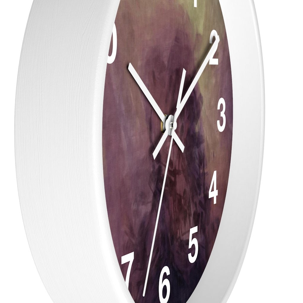 Abstract 10" Wood Wall Clock | Deep Purple Green - Wall Clock