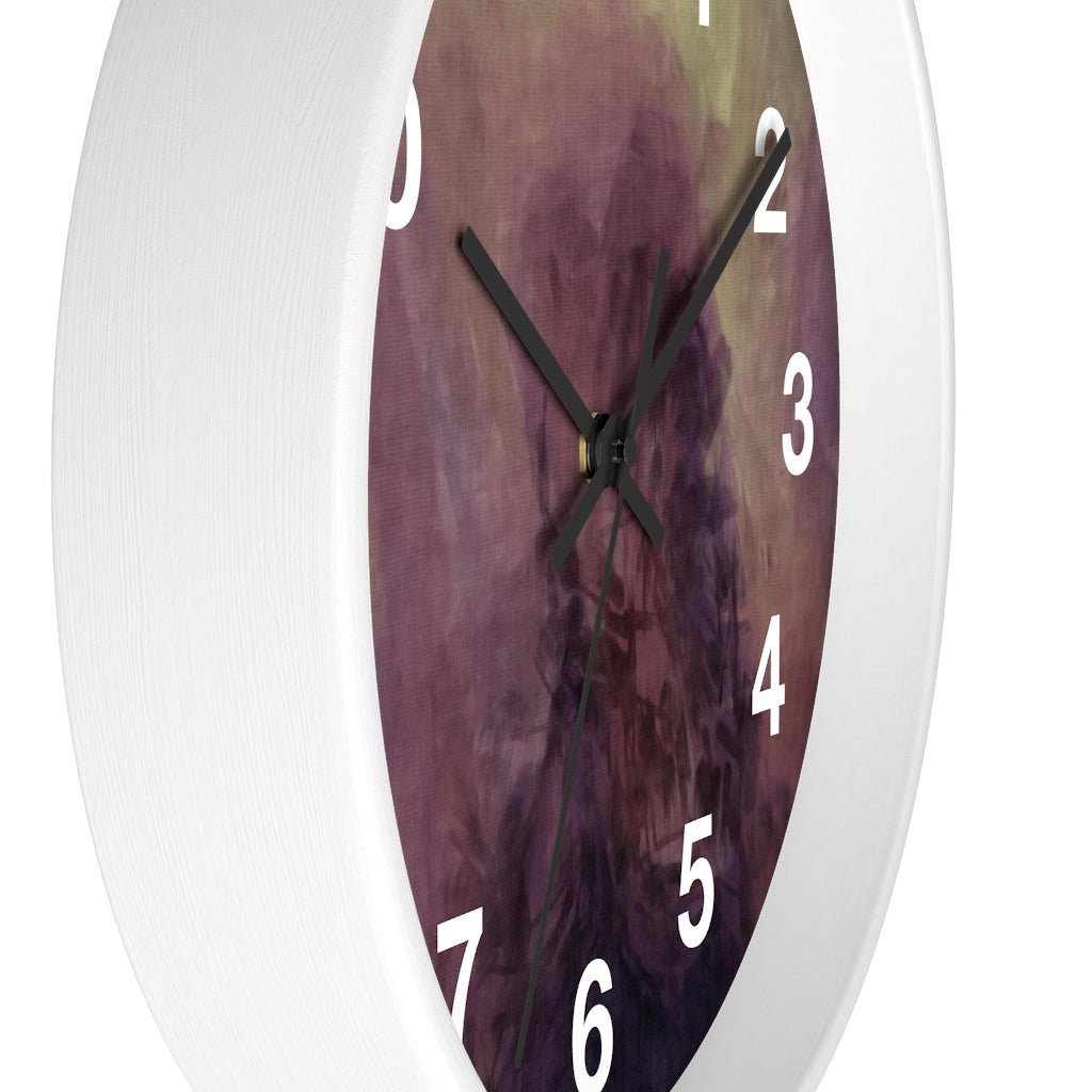 Abstract 10" Wood Wall Clock | Deep Purple Green - Wall Clock