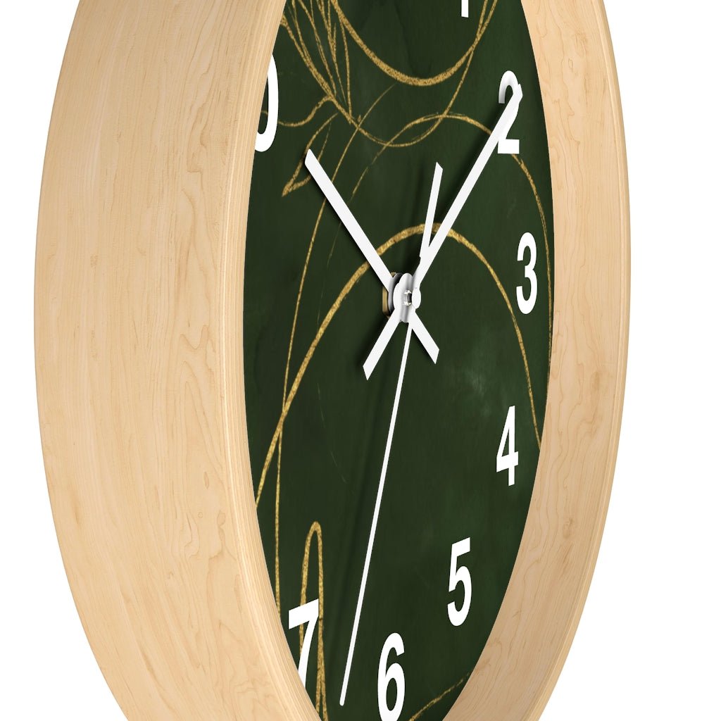 Abstract 10" Wood Wall Clock | Green Beige - Wall Clock