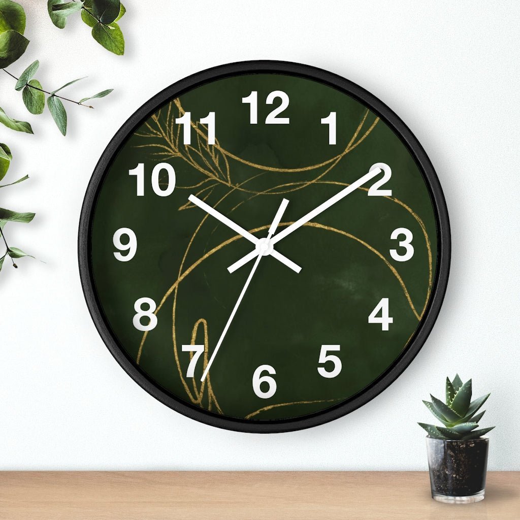 Abstract 10" Wood Wall Clock | Green Beige - Wall Clock