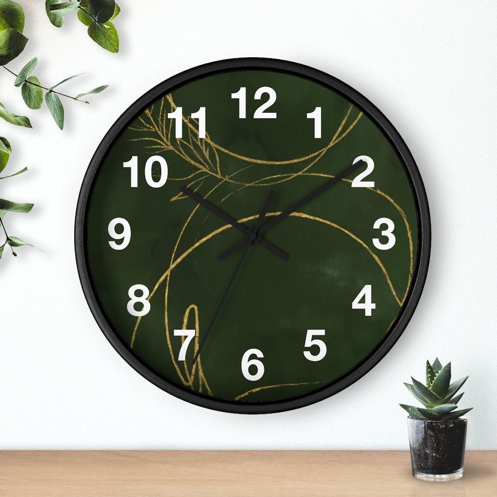 Abstract 10" Wood Wall Clock | Green Beige - Wall Clock