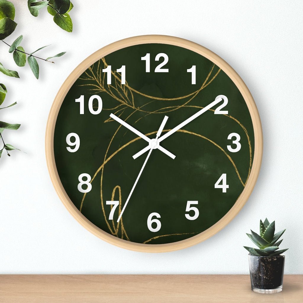 Abstract 10" Wood Wall Clock | Green Beige - Wall Clock