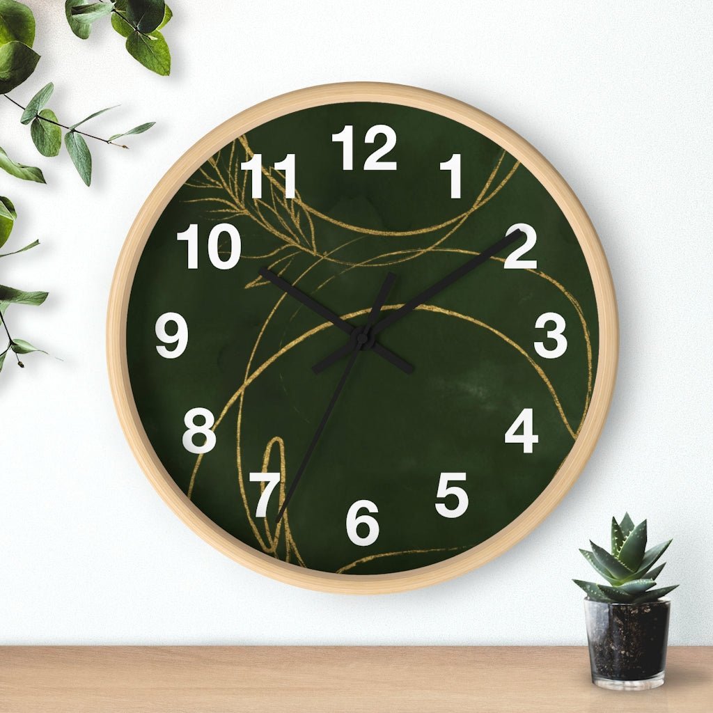 Abstract 10" Wood Wall Clock | Green Beige - Wall Clock