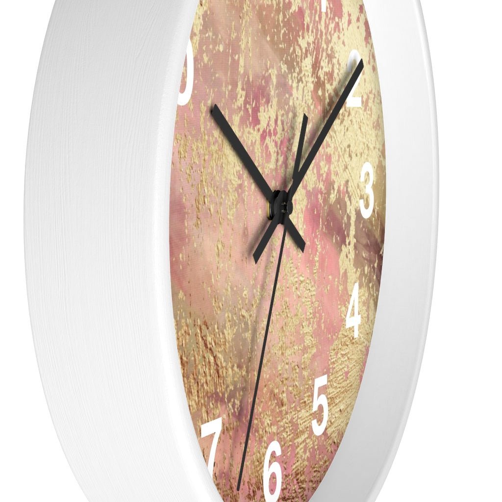 Abstract 10" Wood Wall Clock | Mauve Pink Gold Beige - Wall Clock