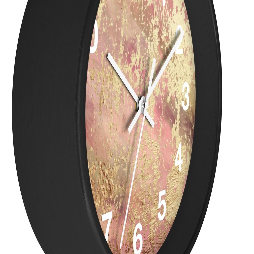 Abstract 10" Wood Wall Clock | Mauve Pink Gold Beige - Wall Clock