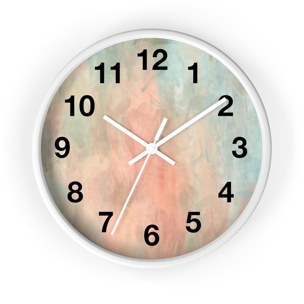 Abstract 10" Wood Wall Clock | Peach Pink Mint Blue - Wall Clock