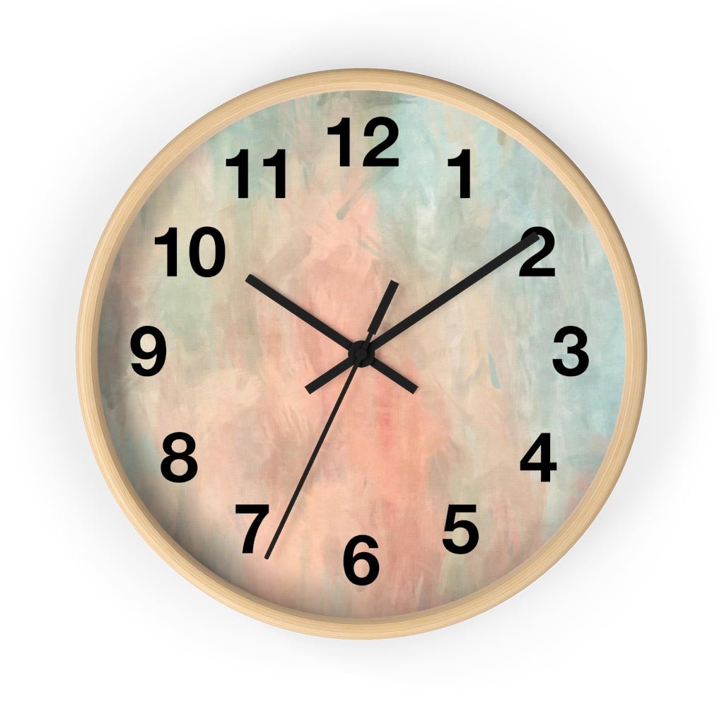 Abstract 10" Wood Wall Clock | Peach Pink Mint Blue - Wall Clock