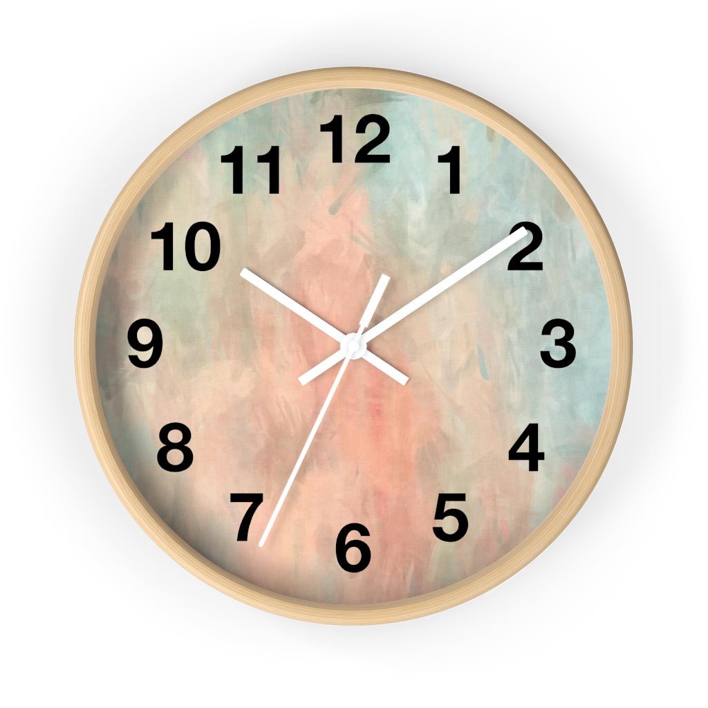 Abstract 10" Wood Wall Clock | Peach Pink Mint Blue - Wall Clock