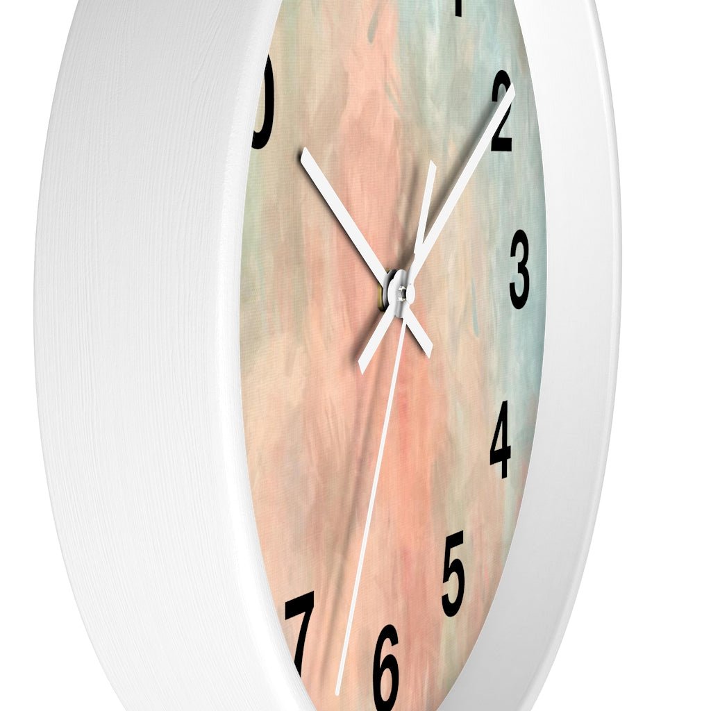 Abstract 10" Wood Wall Clock | Peach Pink Mint Blue - Wall Clock