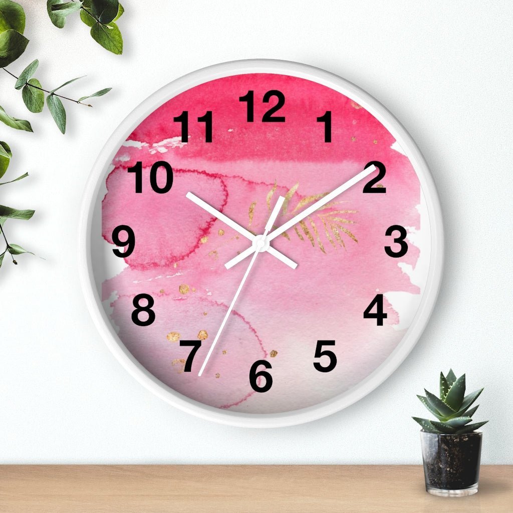 Abstract 10" Wood Wall Clock | Pink Gold Ombre - Wall Clock