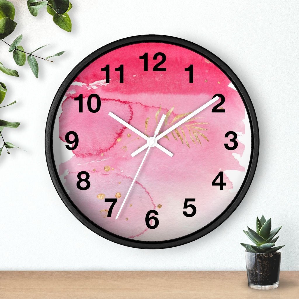 Abstract 10" Wood Wall Clock | Pink Gold Ombre - Wall Clock