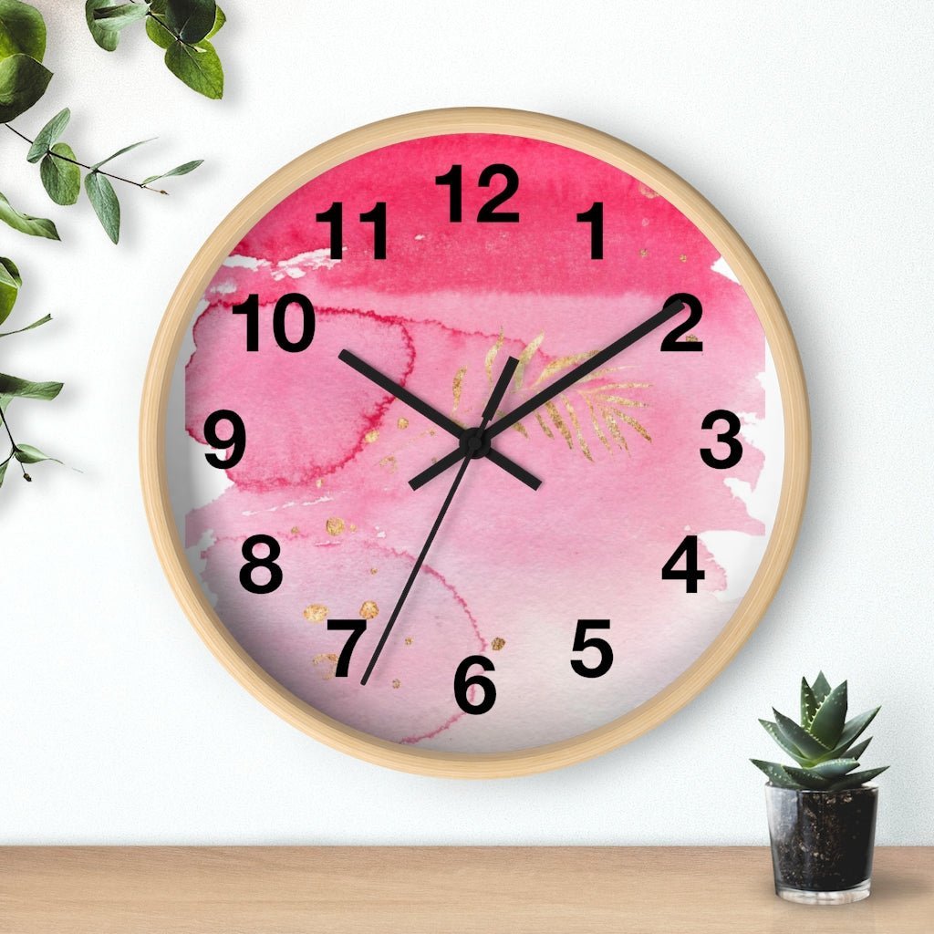 Abstract 10" Wood Wall Clock | Pink Gold Ombre - Wall Clock