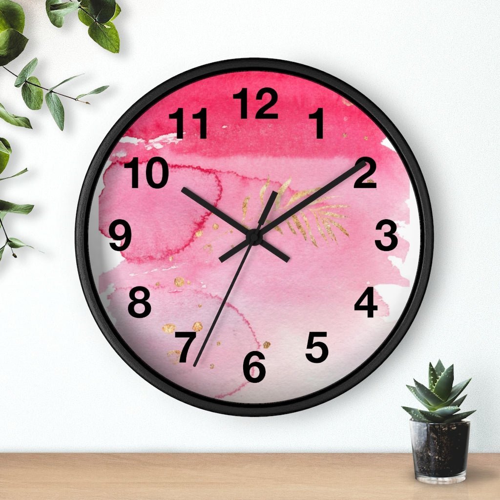 Abstract 10" Wood Wall Clock | Pink Gold Ombre - Wall Clock