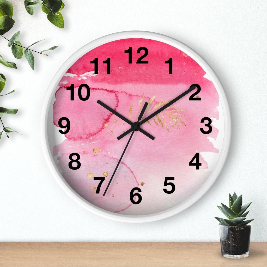 Abstract 10" Wood Wall Clock | Pink Gold Ombre - Wall Clock