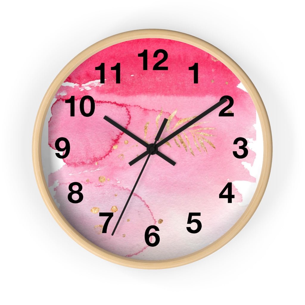 Abstract 10" Wood Wall Clock | Pink Gold Ombre - Wall Clock