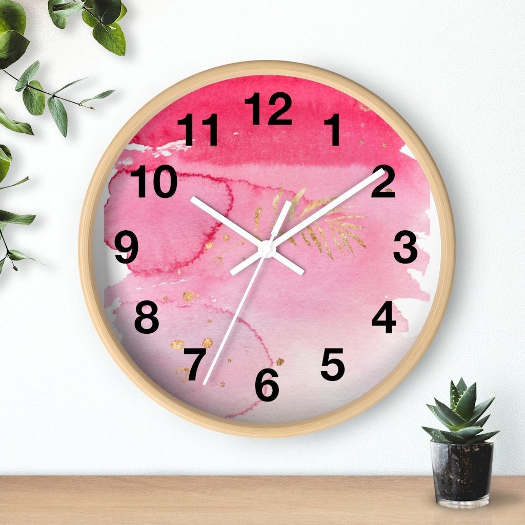 Abstract 10" Wood Wall Clock | Pink Gold Ombre - Wall Clock