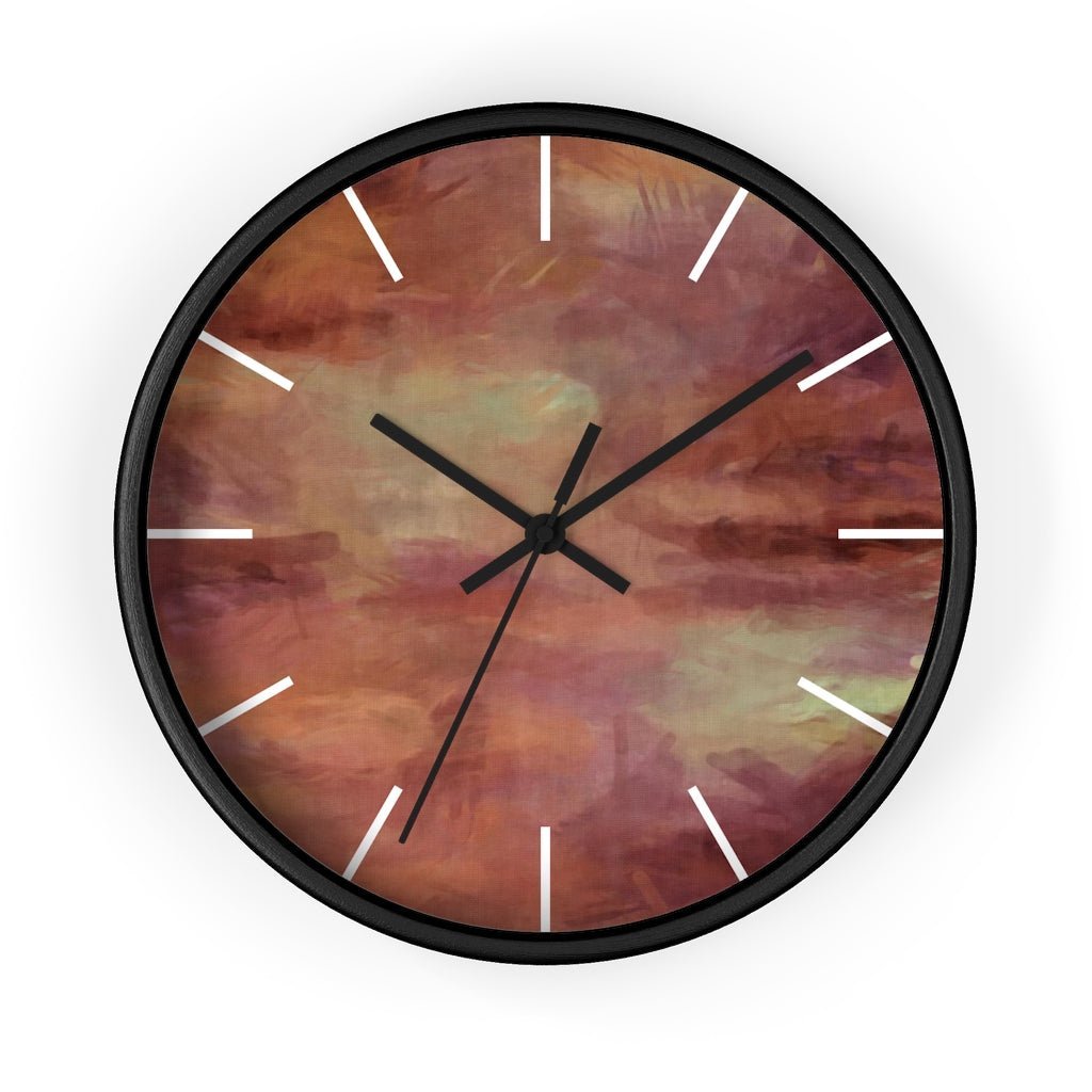 Abstract 10" Wood Wall Clock | Rust Brown - Wall Clock