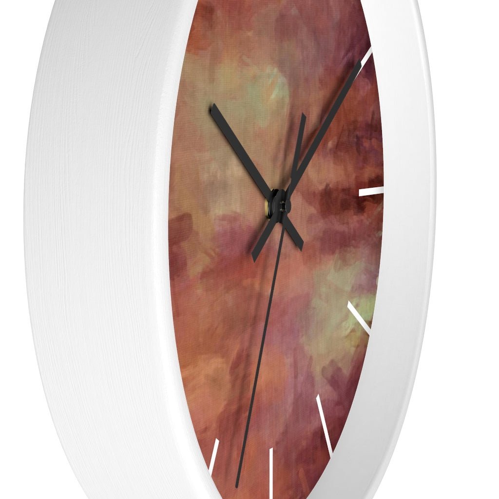 Abstract 10" Wood Wall Clock | Rust Brown - Wall Clock