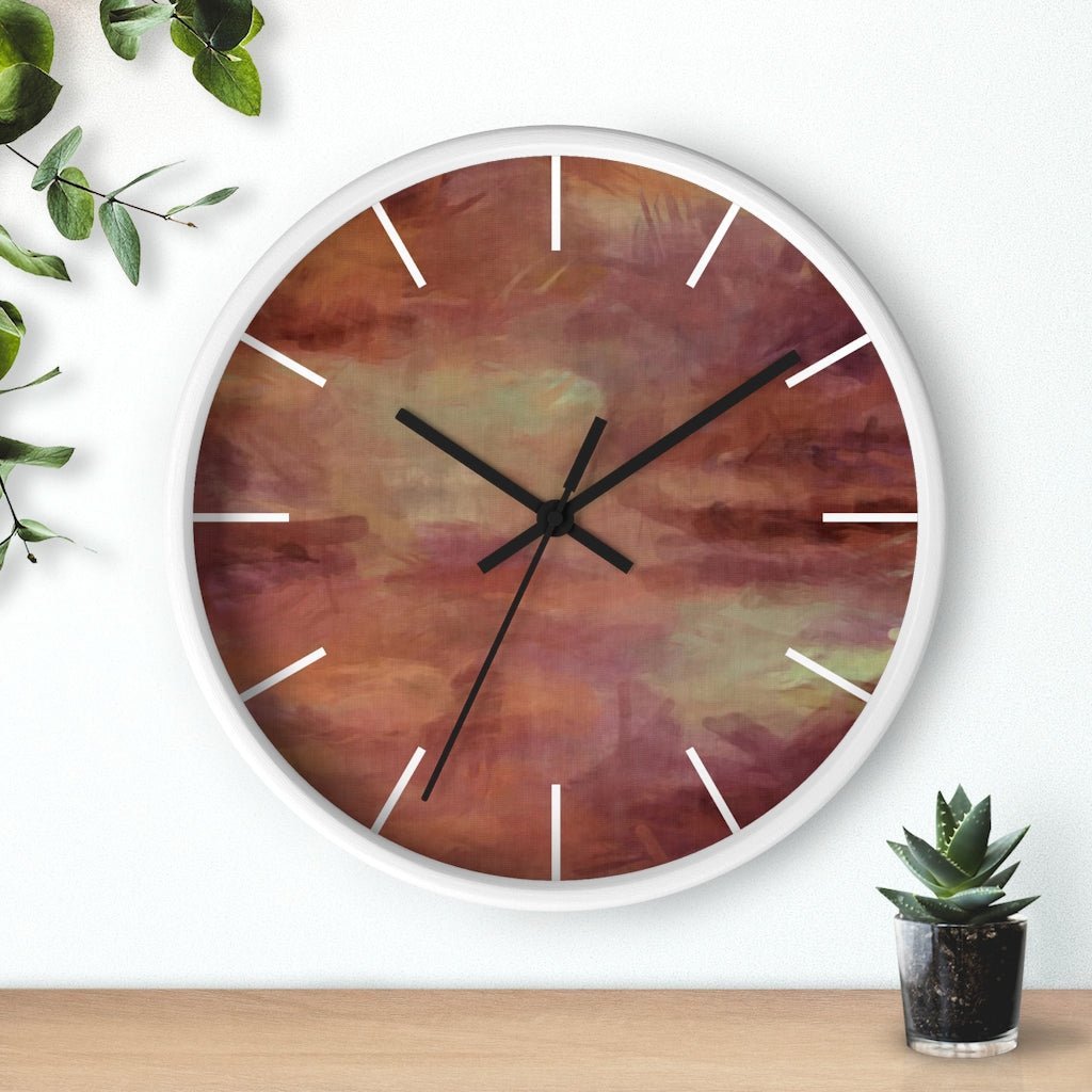 Abstract 10" Wood Wall Clock | Rust Brown - Wall Clock