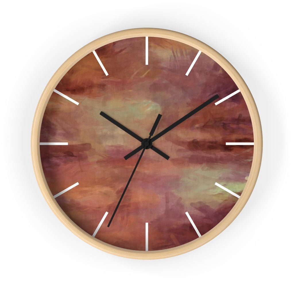 Abstract 10" Wood Wall Clock | Rust Brown - Wall Clock