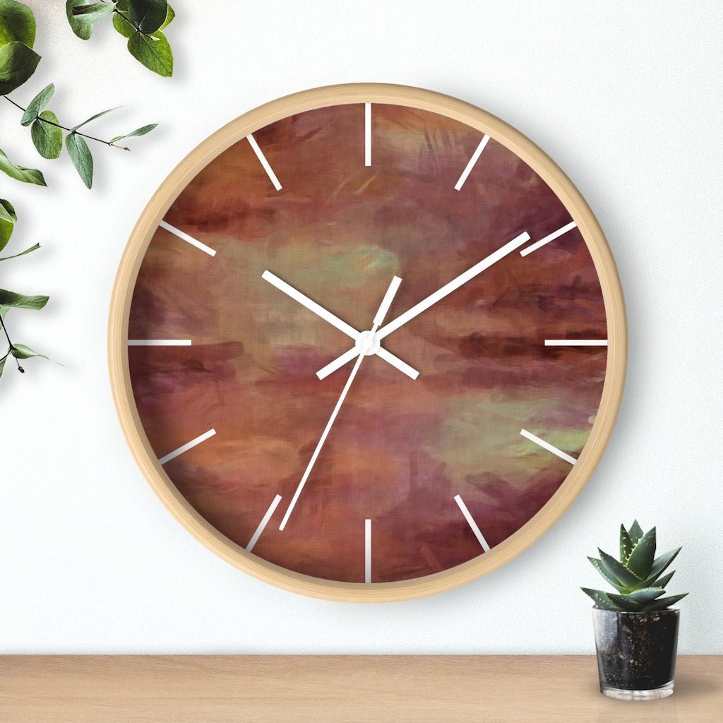 Abstract 10" Wood Wall Clock | Rust Brown - Wall Clock