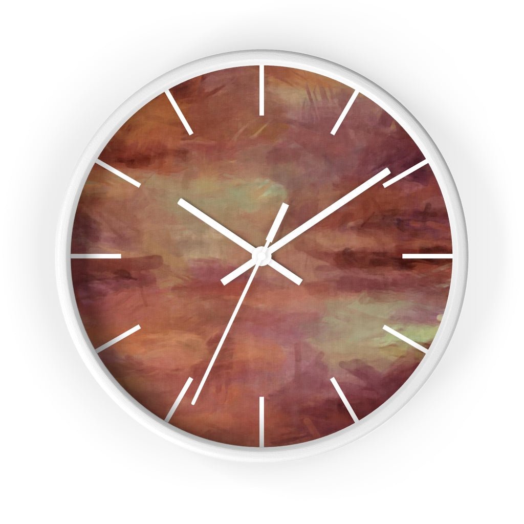 Abstract 10" Wood Wall Clock | Rust Brown - Wall Clock