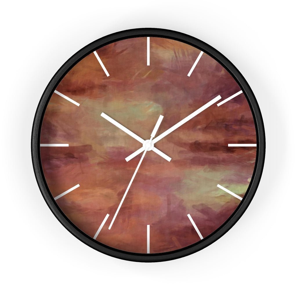 Abstract 10" Wood Wall Clock | Rust Brown - Wall Clock