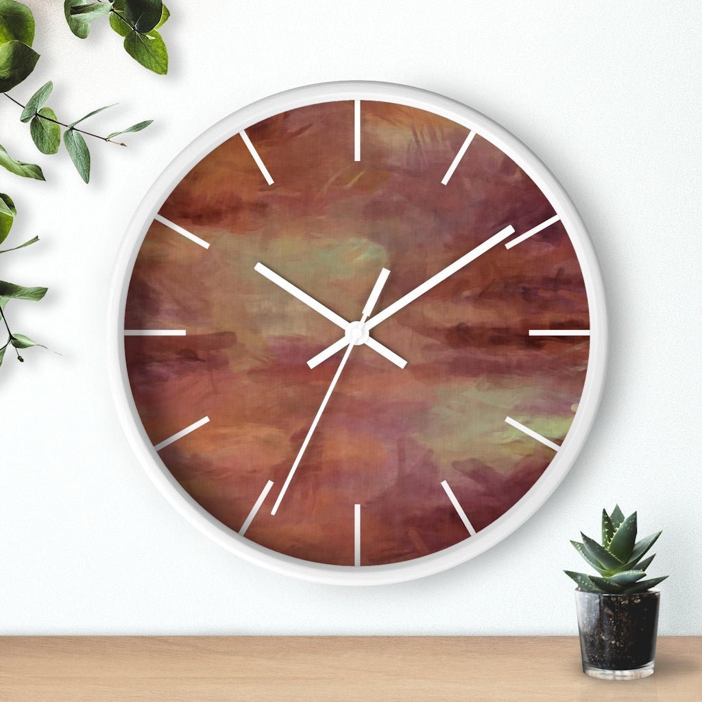 Abstract 10" Wood Wall Clock | Rust Brown - Wall Clock