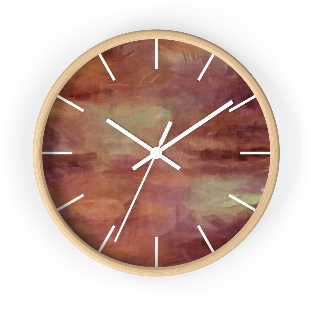 Abstract 10" Wood Wall Clock | Rust Brown - Wall Clock