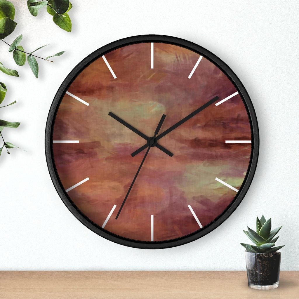 Abstract 10" Wood Wall Clock | Rust Brown - Wall Clock