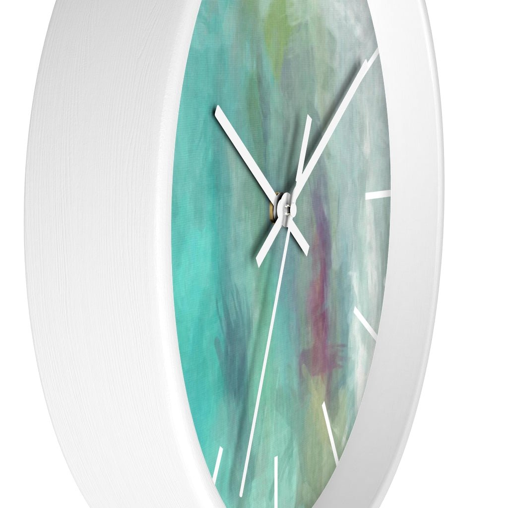 Abstract 10" Wood Wall Clock | Teal Turquoise - Wall Clock