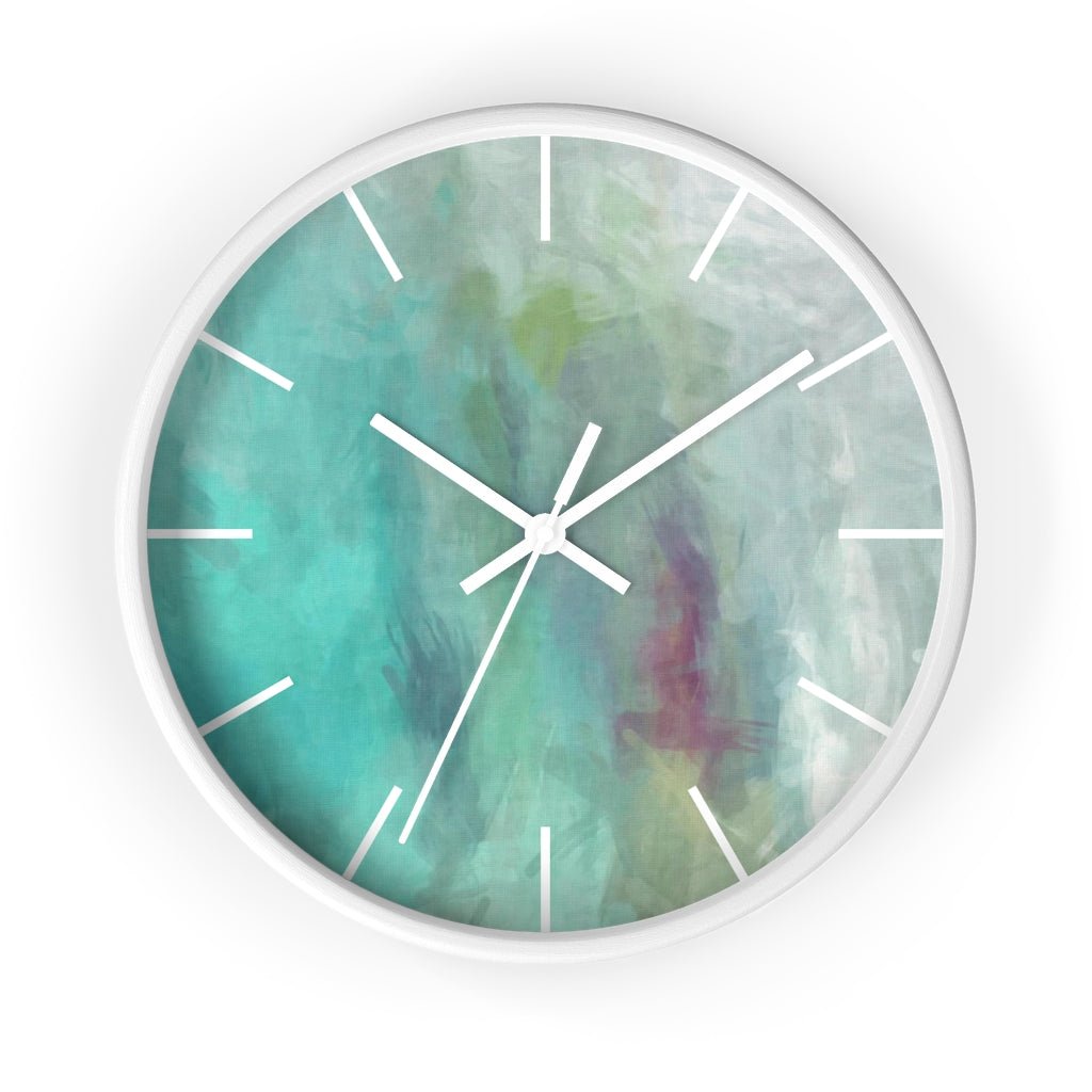 Abstract 10" Wood Wall Clock | Teal Turquoise - Wall Clock