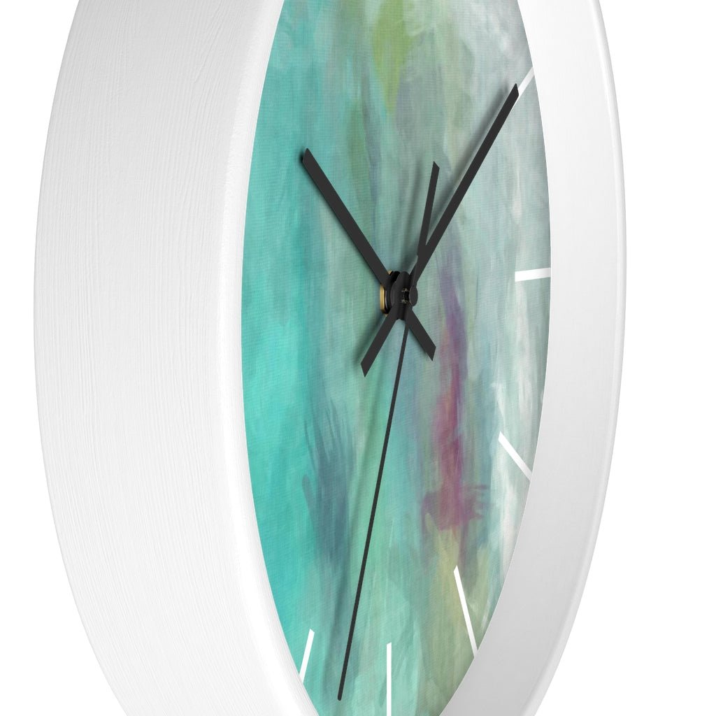 Abstract 10" Wood Wall Clock | Teal Turquoise - Wall Clock