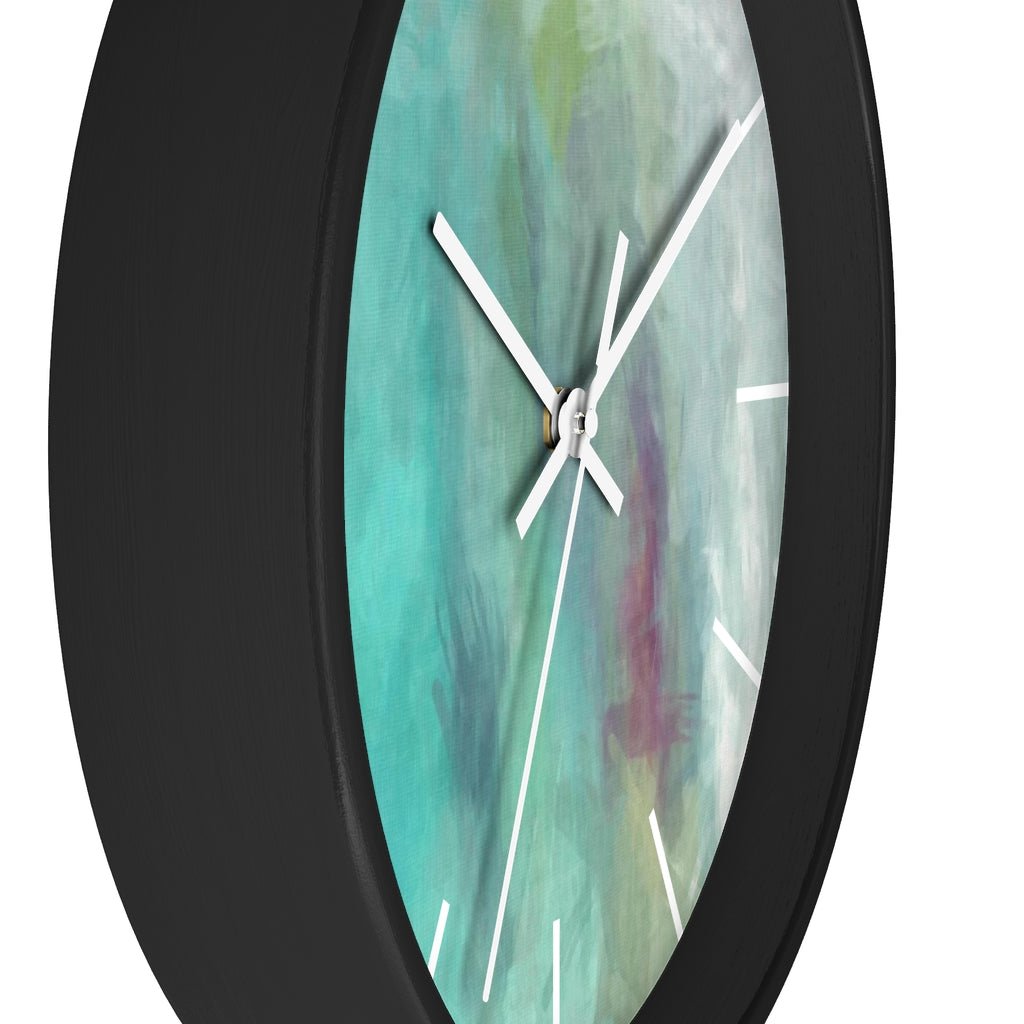 Abstract 10" Wood Wall Clock | Teal Turquoise - Wall Clock