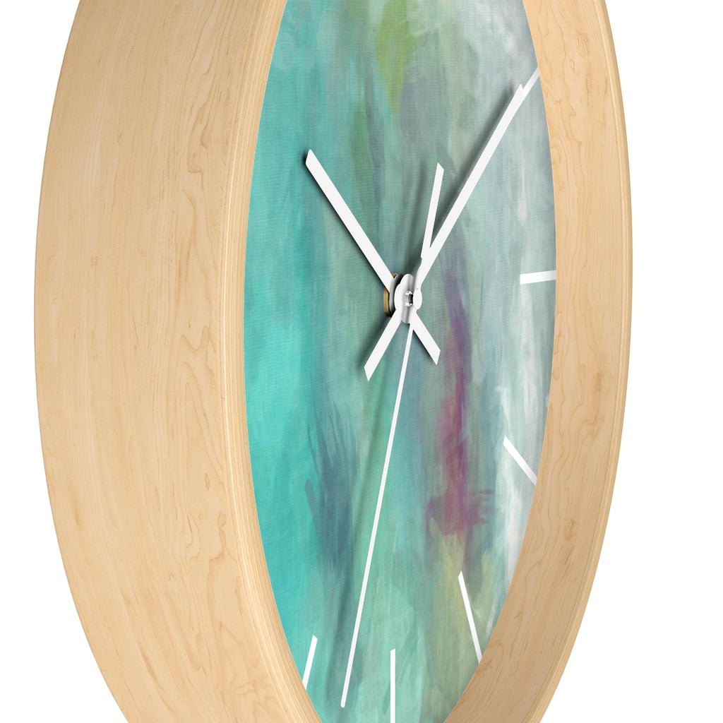 Abstract 10" Wood Wall Clock | Teal Turquoise - Wall Clock