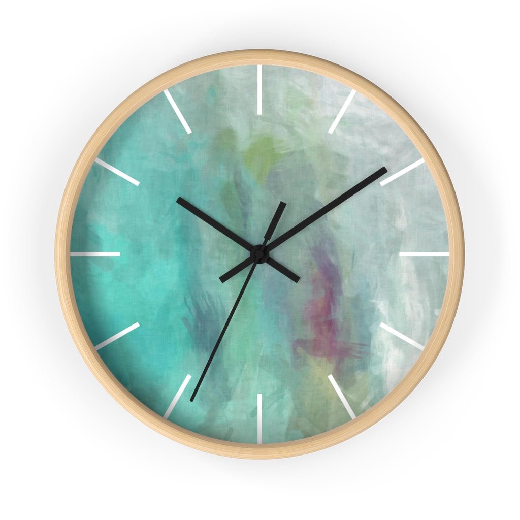 Abstract 10" Wood Wall Clock | Teal Turquoise - Wall Clock