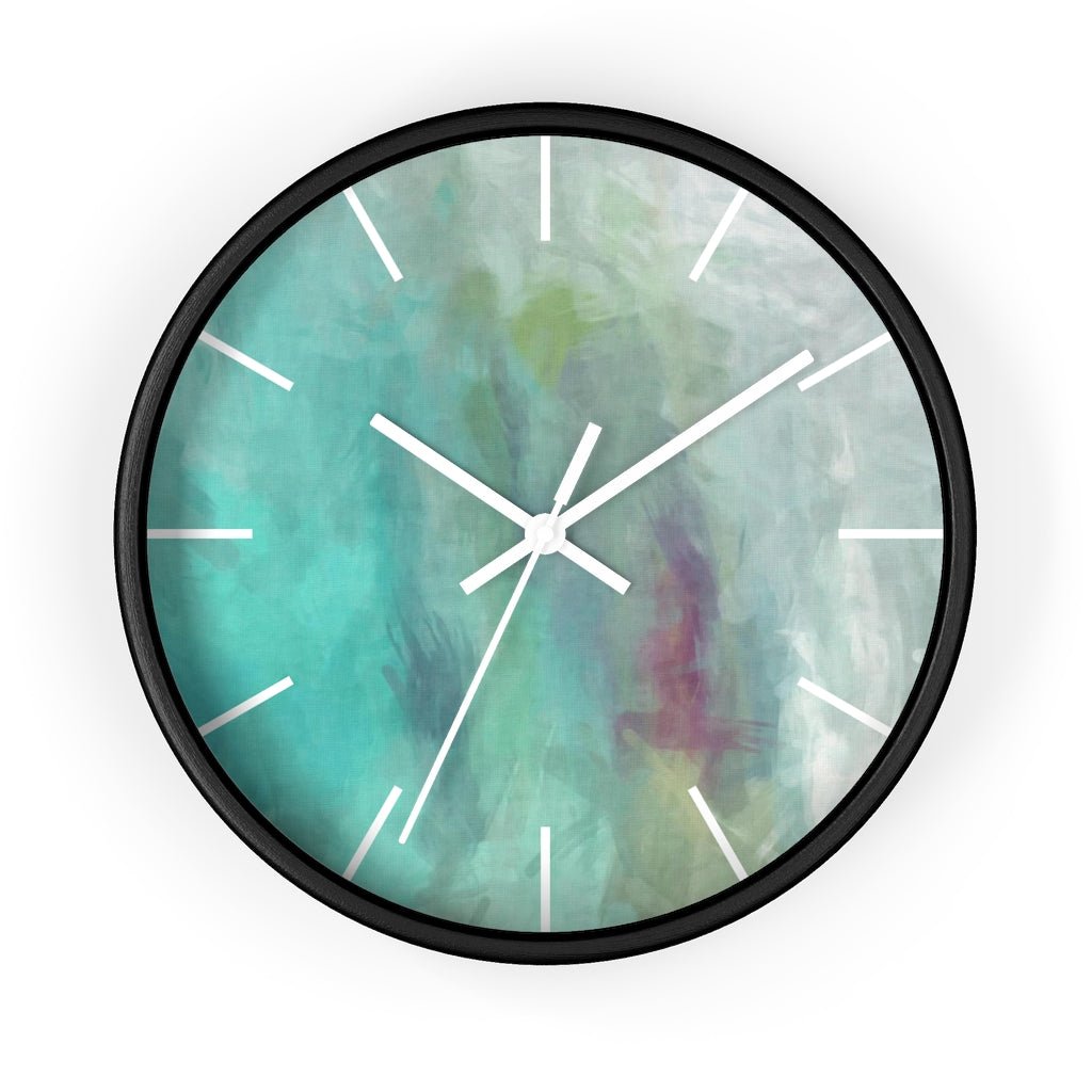 Abstract 10" Wood Wall Clock | Teal Turquoise - Wall Clock