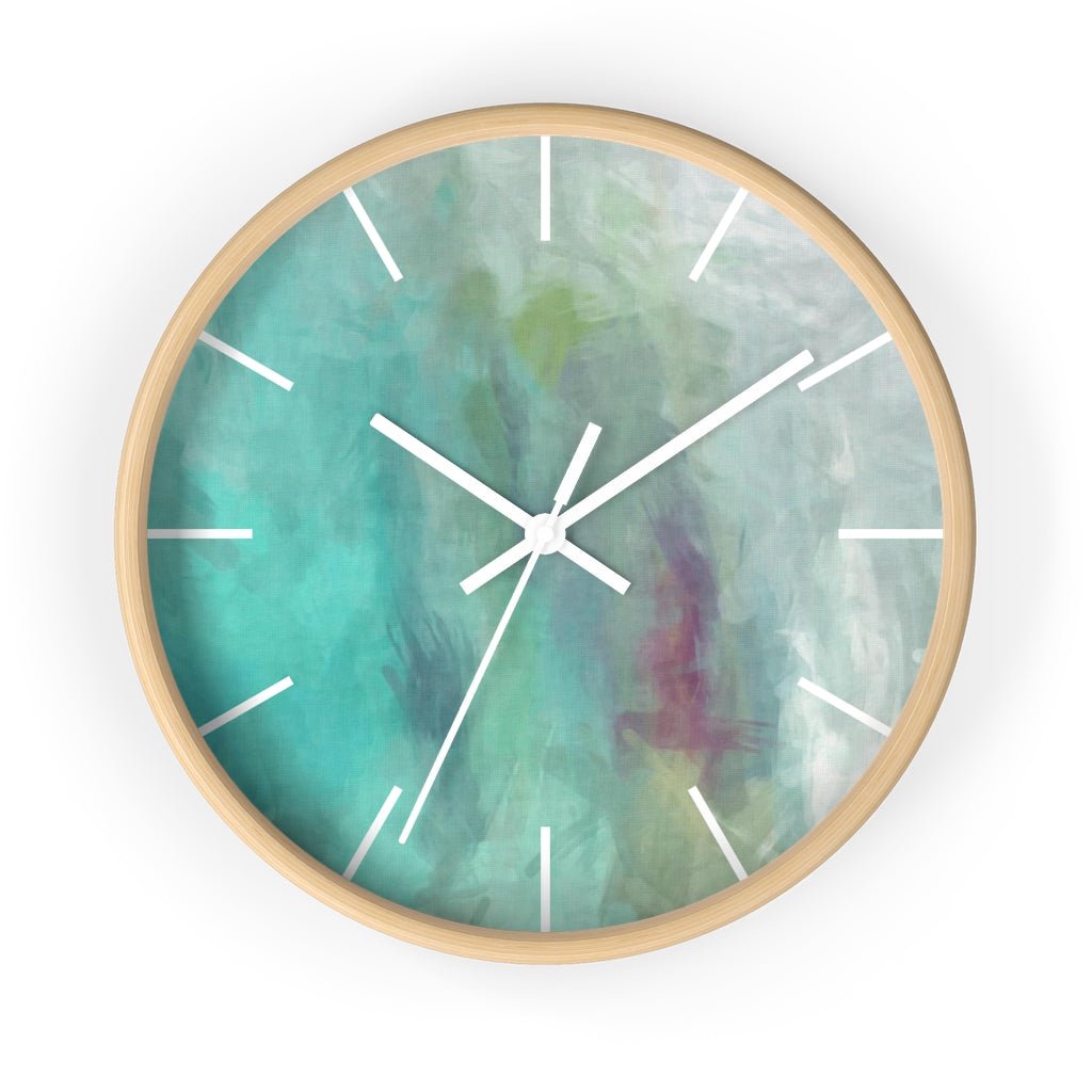 Abstract 10" Wood Wall Clock | Teal Turquoise - Wall Clock