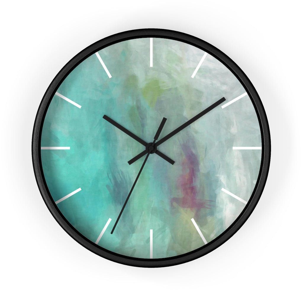 Abstract 10" Wood Wall Clock | Teal Turquoise - Wall Clock